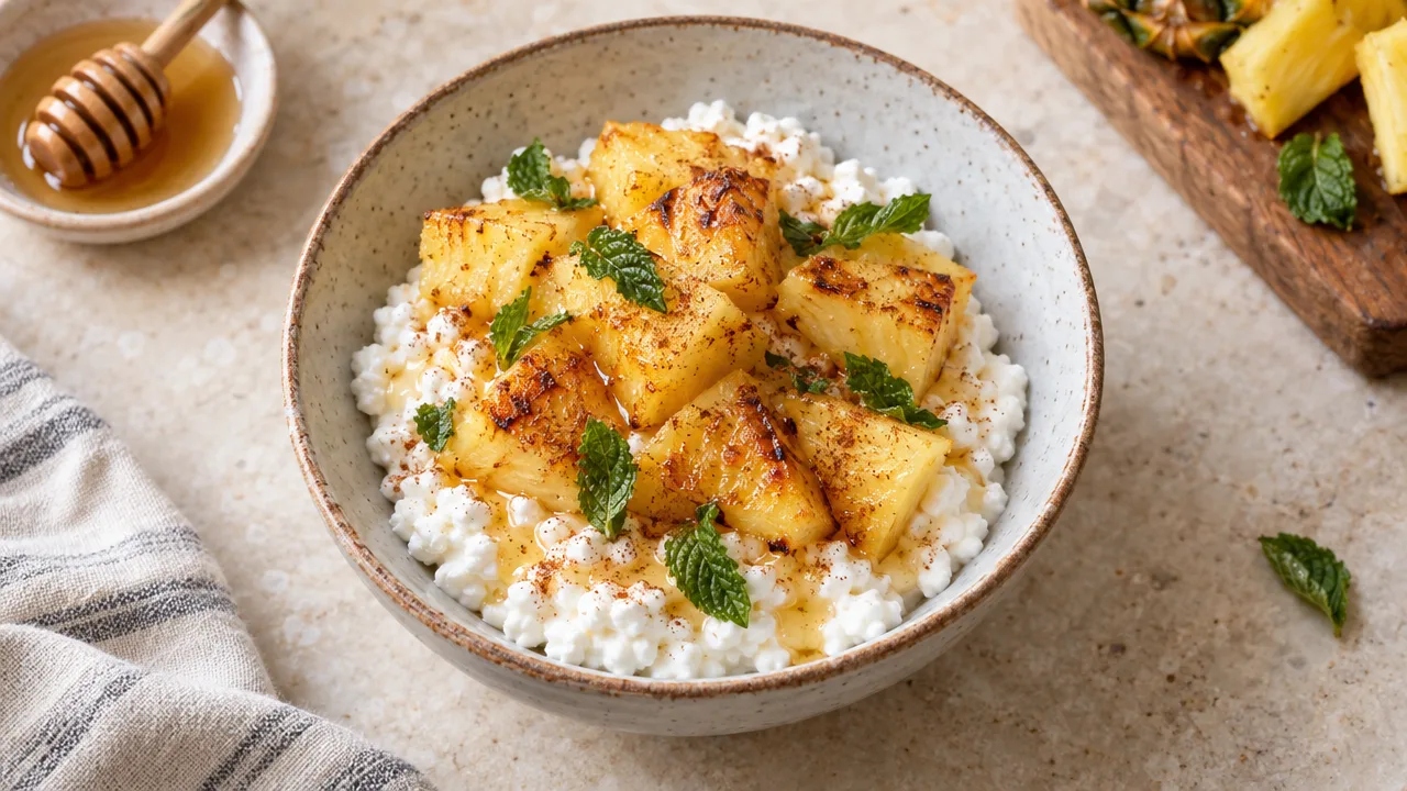 Cottage Cheese with Broiled Pineapple
