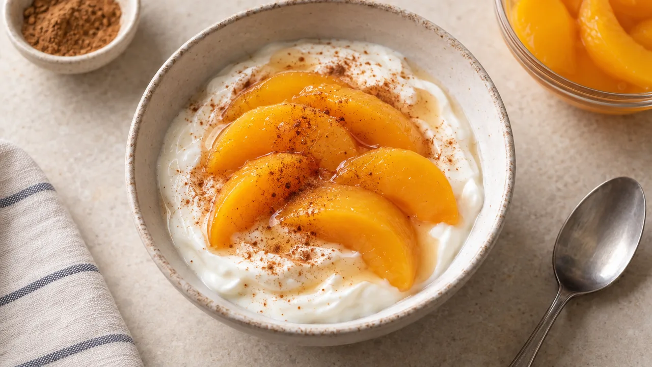 Greek Yogurt with Canned Peaches